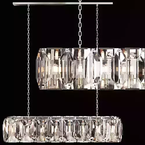 RH HARLOW CRYSTAL RECTANGULAR CHANDELIER 55 Nickel