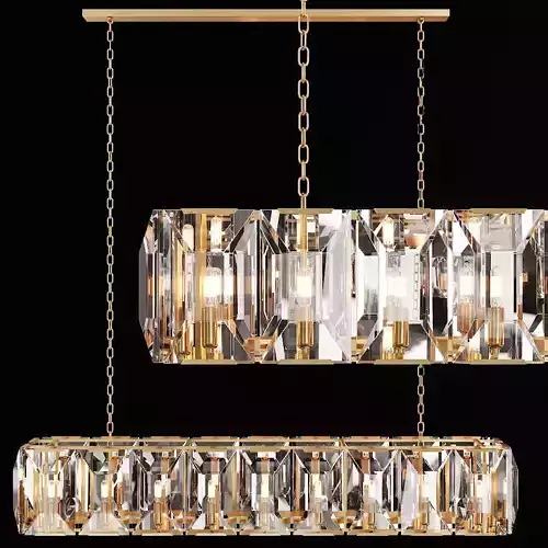 RH HARLOW CRYSTAL RECTANGULAR CHANDELIER 62 Brass 3D model