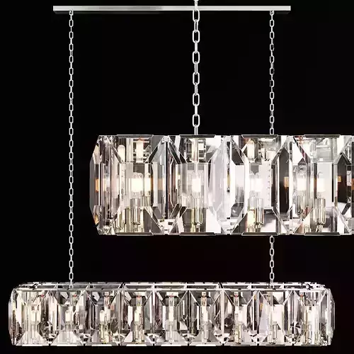 RH HARLOW CRYSTAL RECTANGULAR CHANDELIER 62 Nickel 3D model