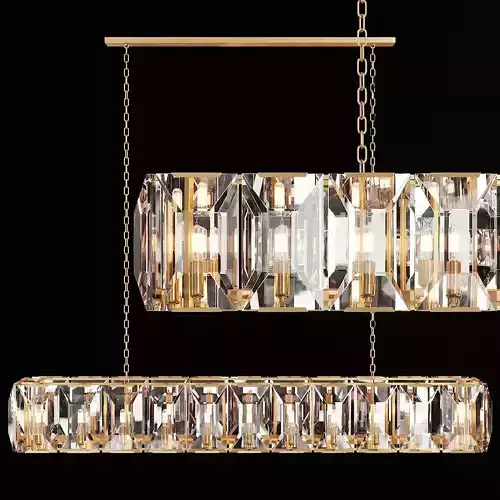 RH HARLOW CRYSTAL RECTANGULAR CHANDELIER 74 Brass