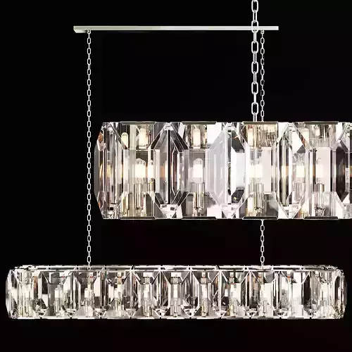 RH HARLOW CRYSTAL RECTANGULAR CHANDELIER 74 Nickel