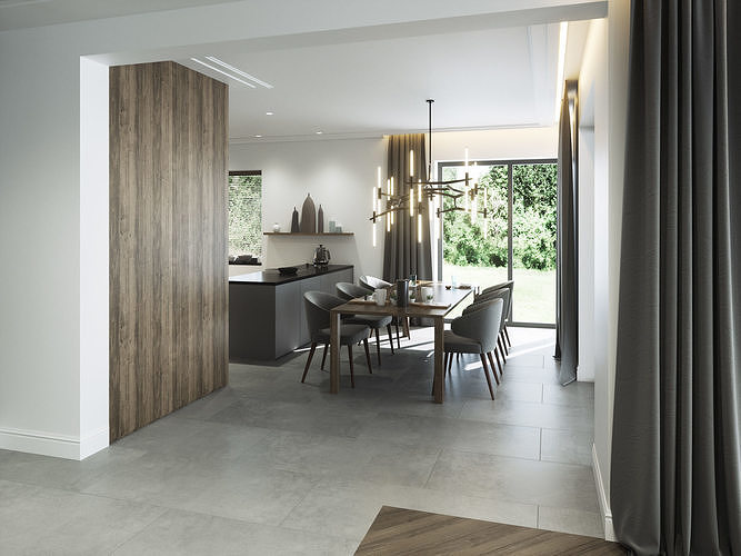 Living Room and Kitchen Scene for Cinema 4D and Octane Render 3D model 3