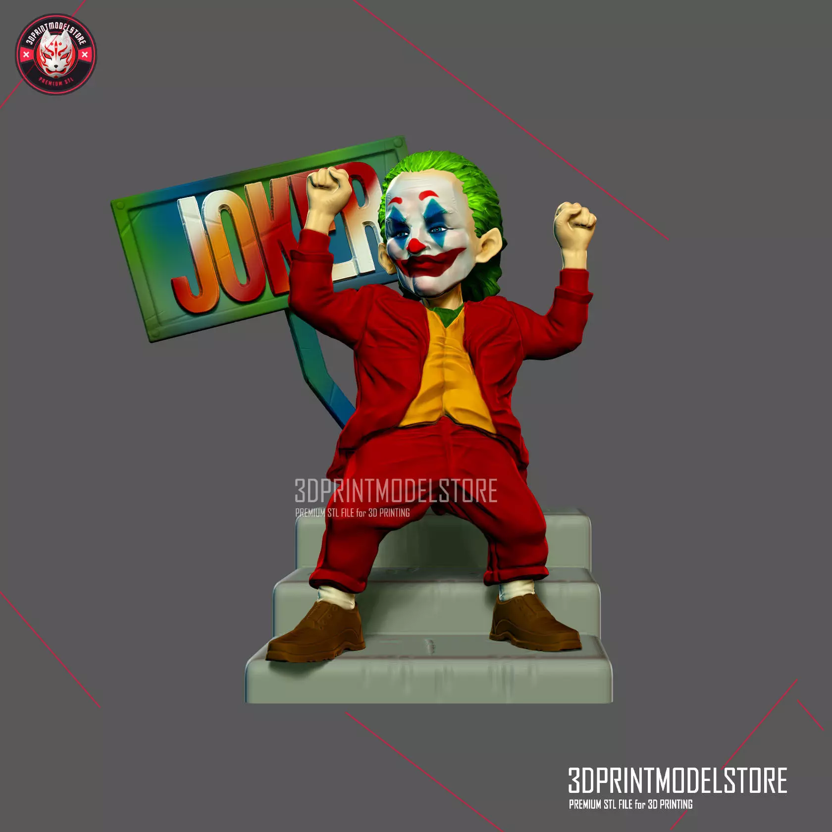 Joker Stylized Statue Movie DC Comic Miniature 3D print model_0