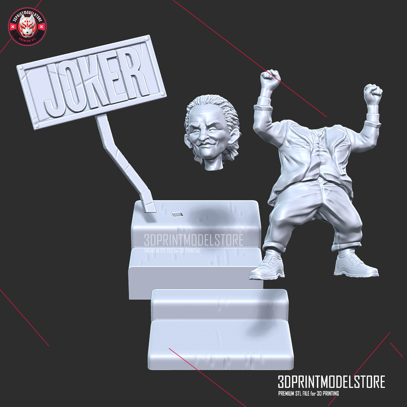 Joker Stylized Statue Movie DC Comic Miniature 3D print model_2