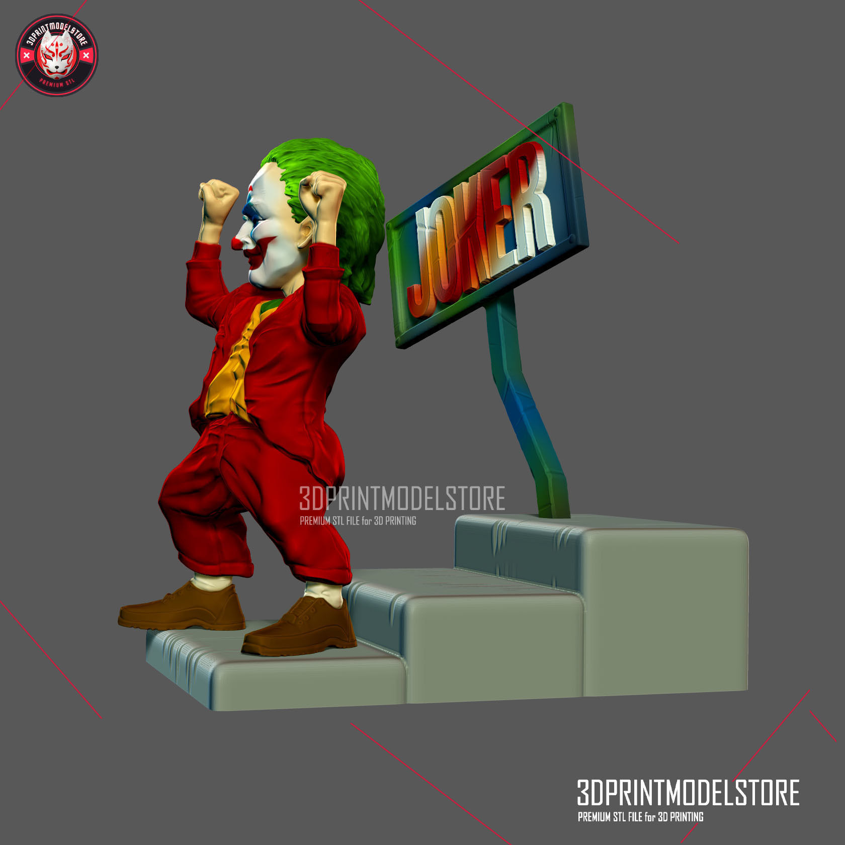 Joker Stylized Statue Movie DC Comic Miniature 3D print model_1