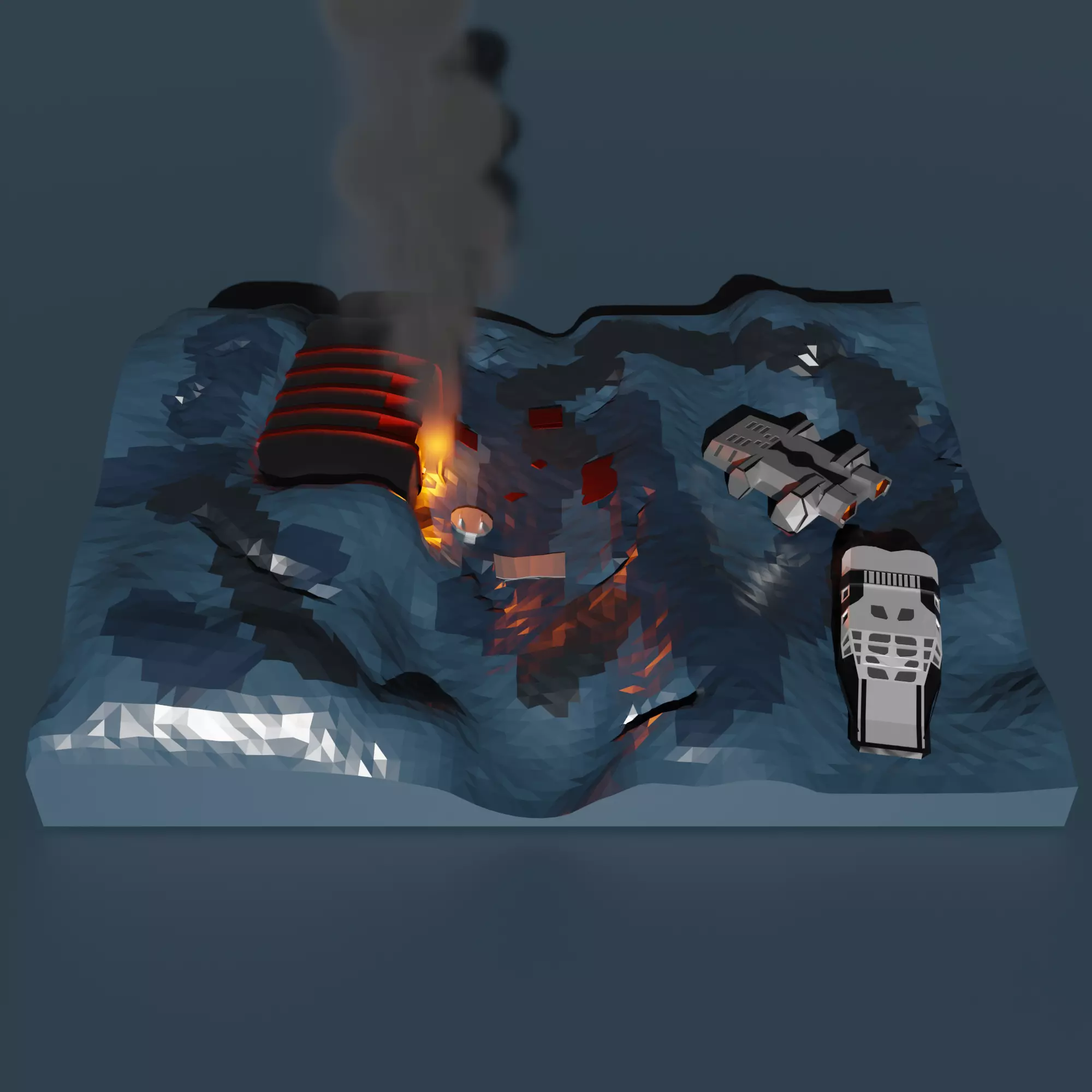 interstellar scene with Endurance spaceship near mann planet Low-poly 3D model