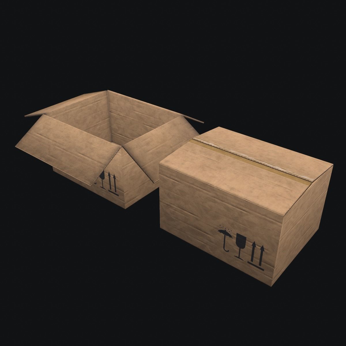 cardboard box Low-poly 3D model_3