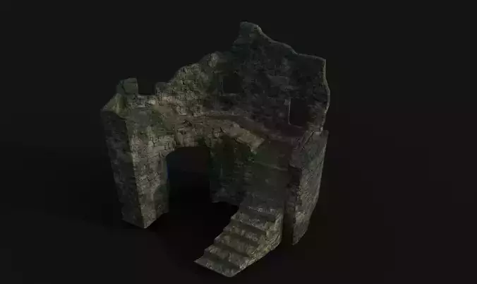 Ruined fortress Low-poly 3D model