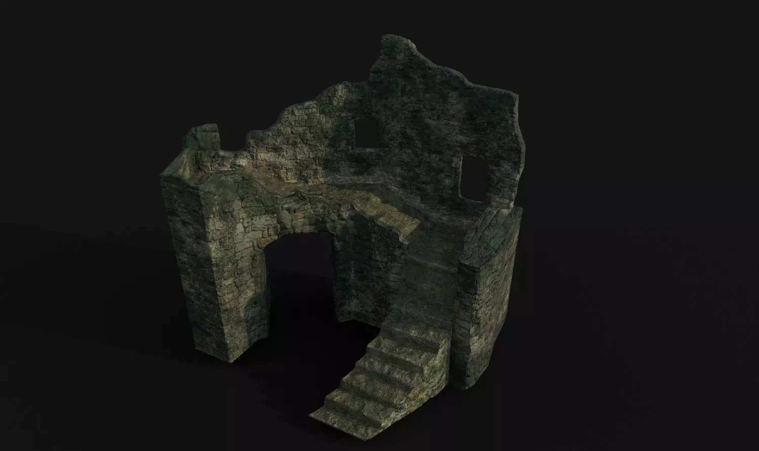 Ruined fortress Low-poly 3D model
