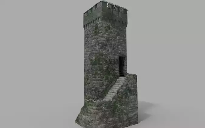 Old Medieval Tower Low-poly 3D model