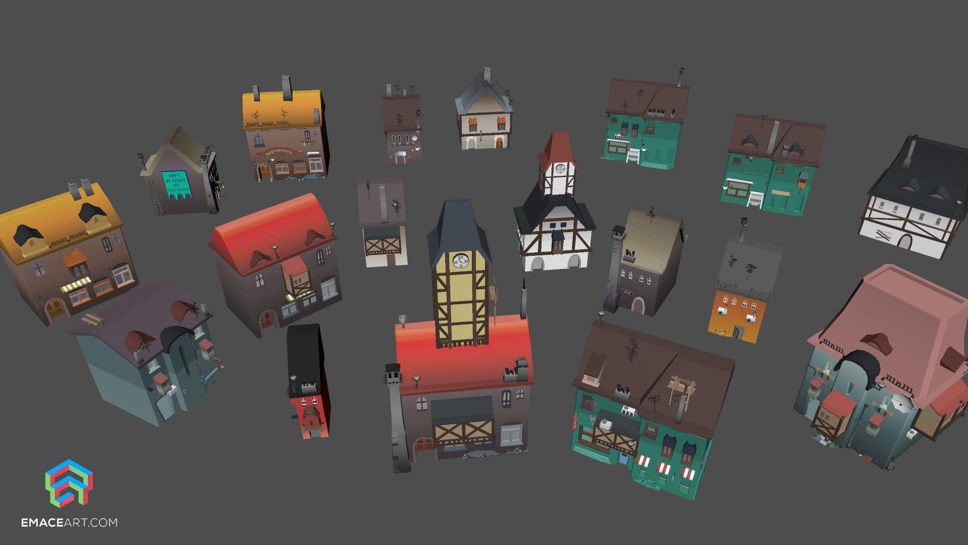 PolyVania Vampiric Town LowPoly Unity Pack Free low-poly 3D model_2