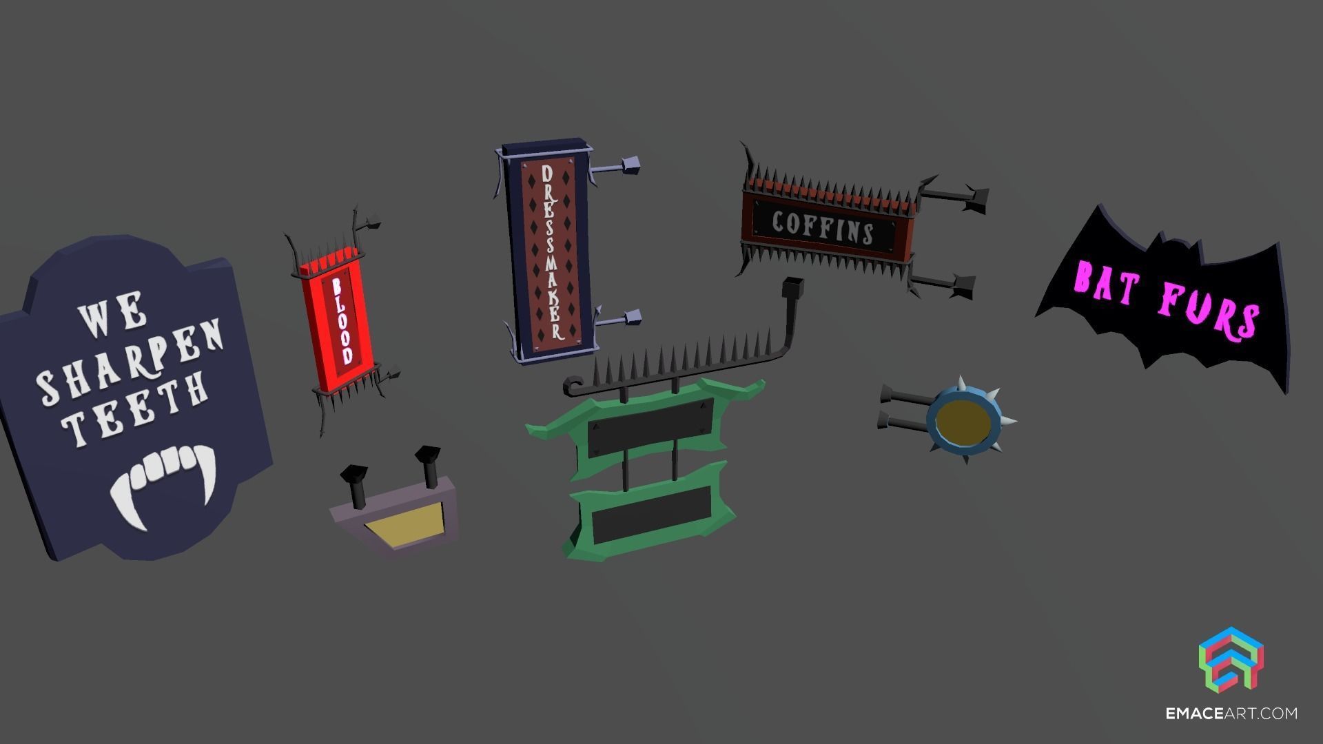 PolyVania Vampiric Town LowPoly Unity Pack Free low-poly 3D model_33