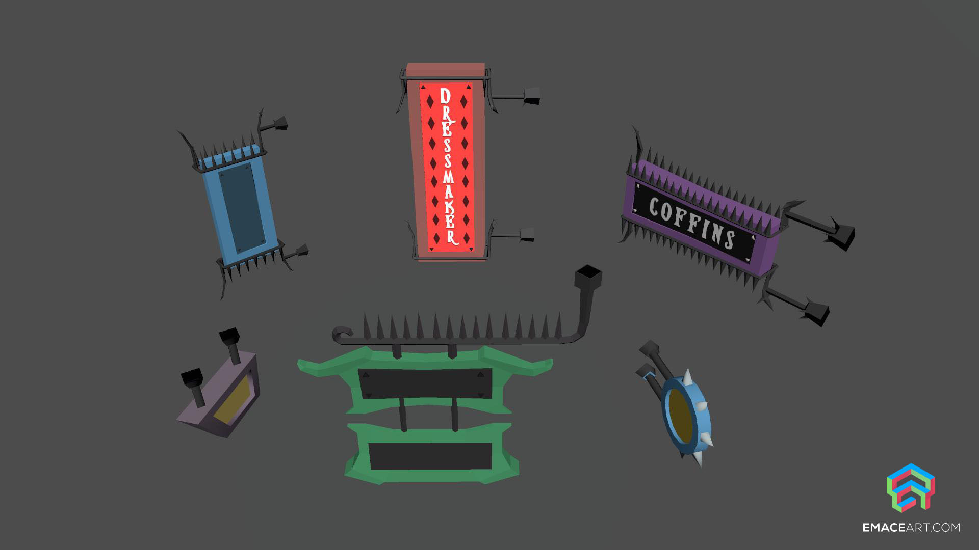 PolyVania Vampiric Town LowPoly Unity Pack Free low-poly 3D model_46