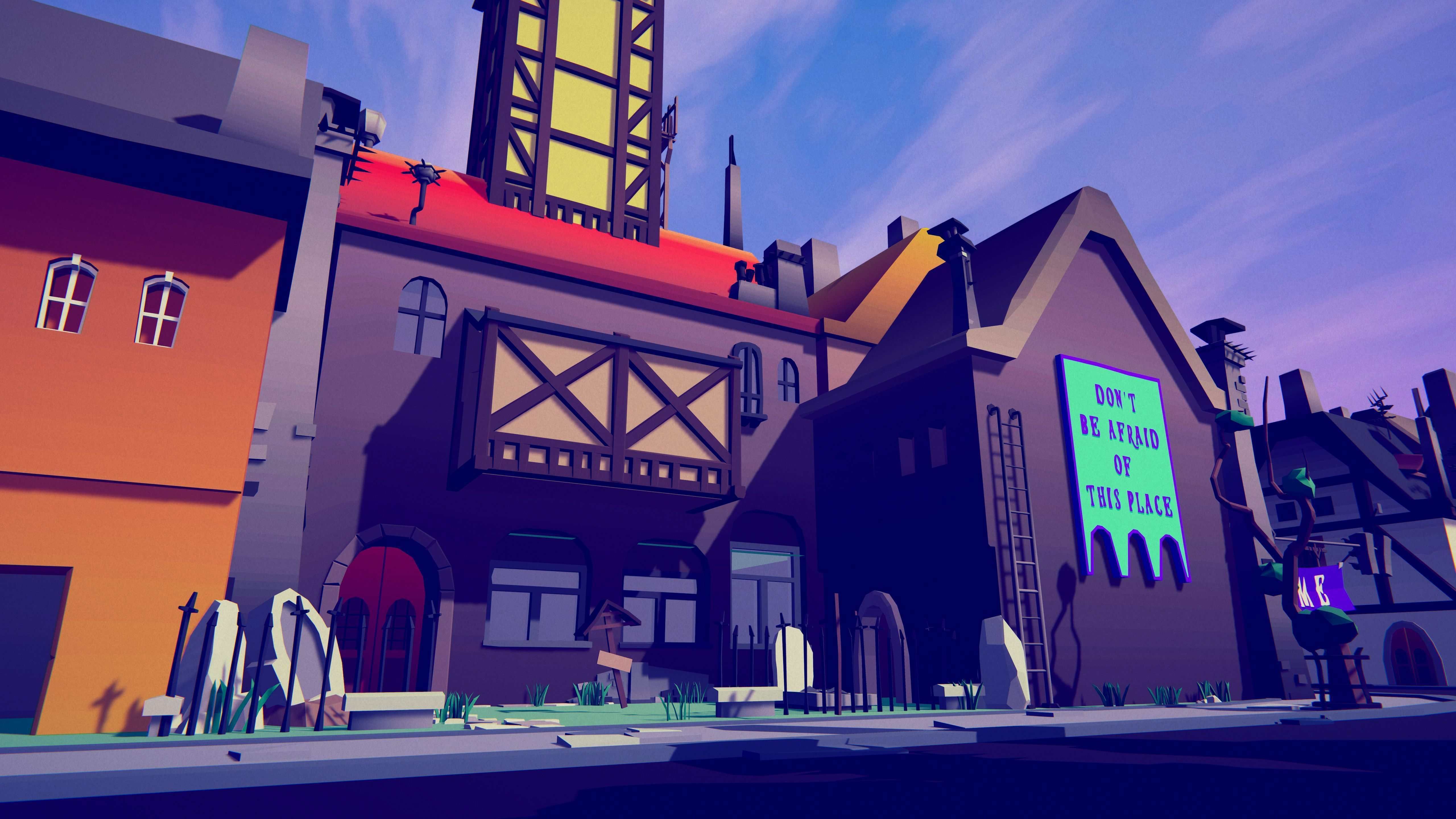 PolyVania Vampiric Town LowPoly Unity Pack Free low-poly 3D model_9