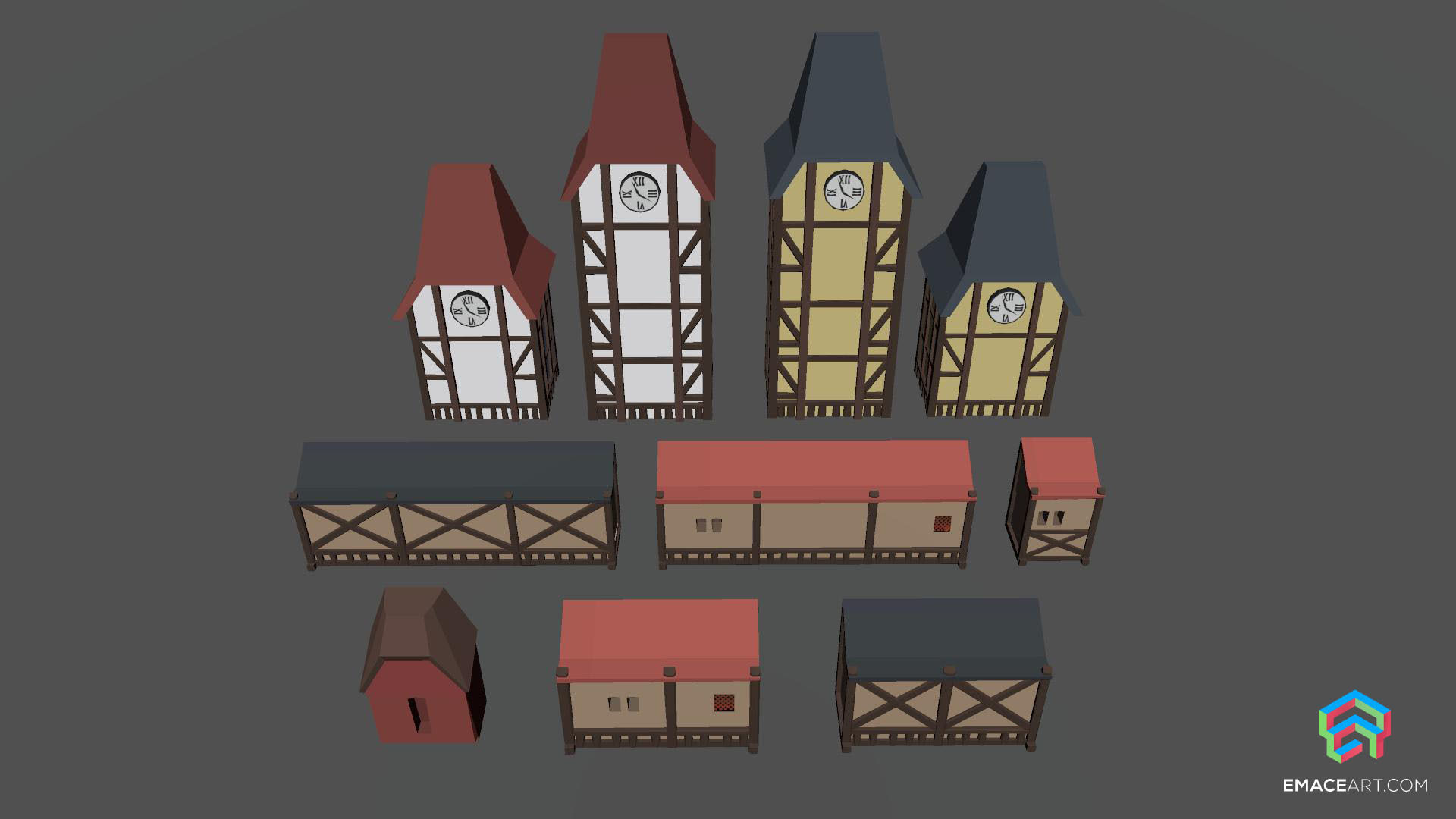 PolyVania Vampiric Town LowPoly Unity Pack Free low-poly 3D model_31