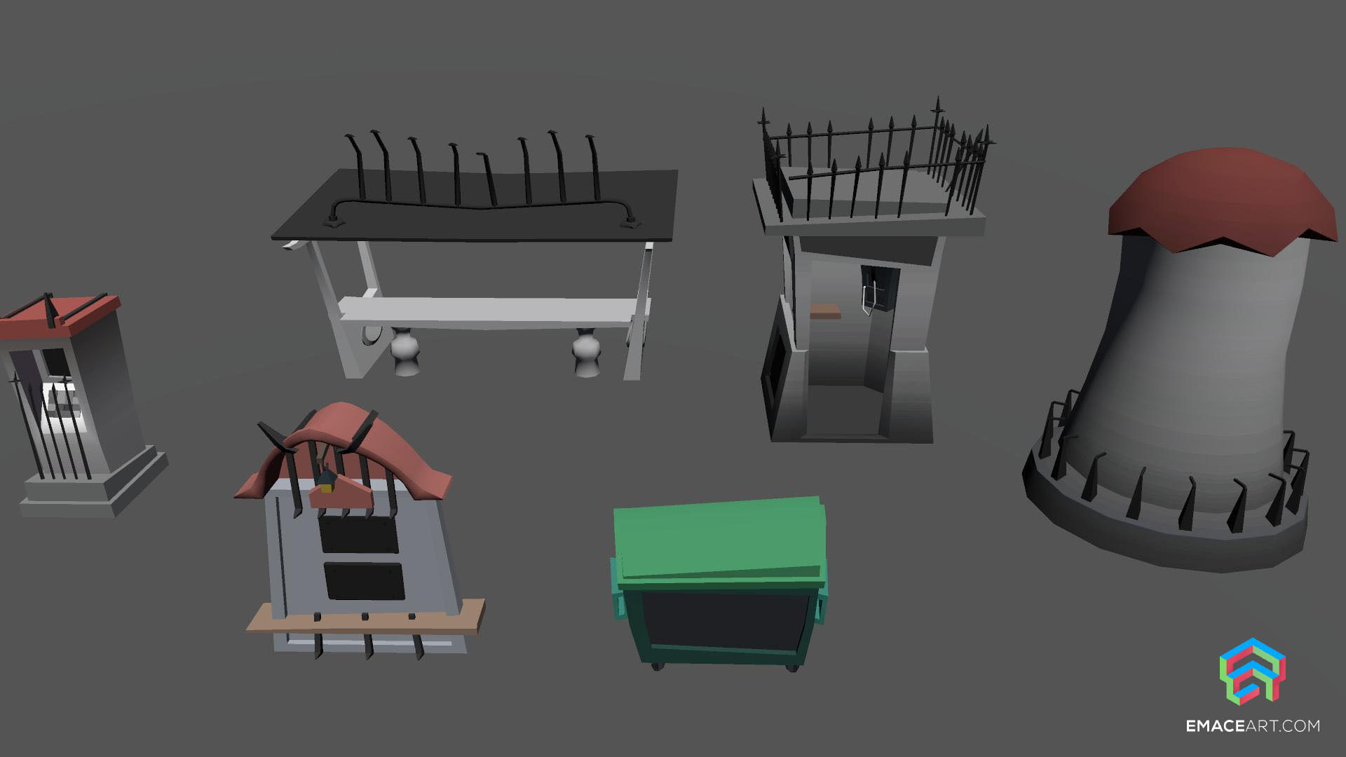 PolyVania Vampiric Town LowPoly Unity Pack Free low-poly 3D model_35