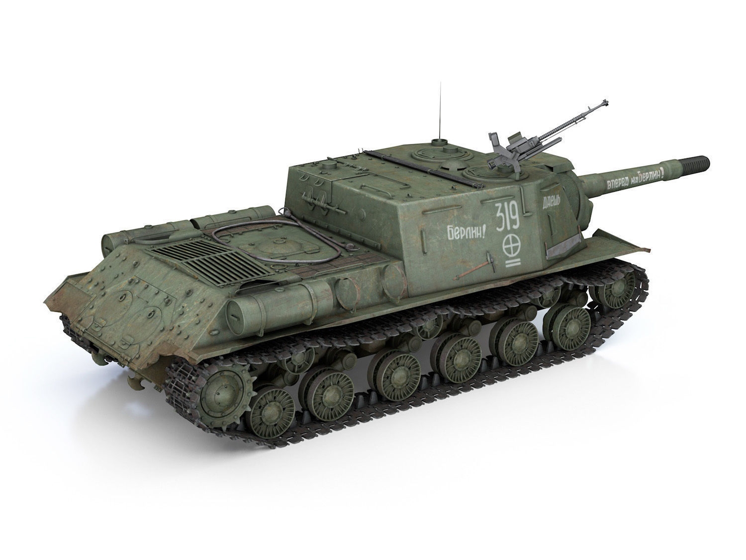 ISU-152 - 319 - Soviet heavy self-propelled gun 3D model_4