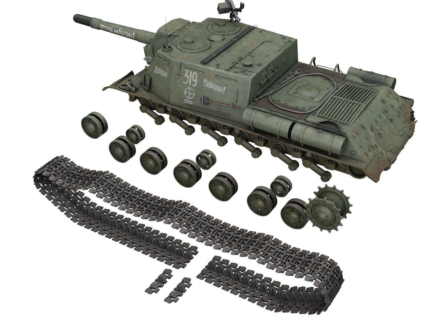 ISU-152 - 319 - Soviet heavy self-propelled gun 3D model_10