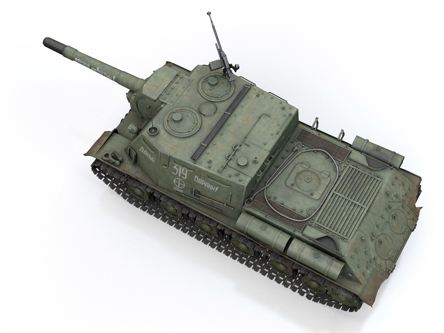 ISU-152 - 319 - Soviet heavy self-propelled gun 3D model_8