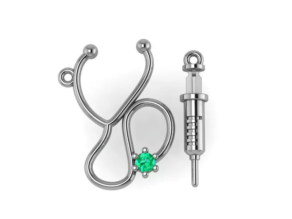 syringe and stethoscope pendant 3D model_0