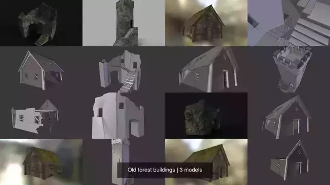Old forest buildings 3D Model Collection