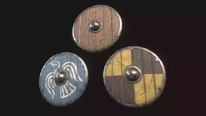 Viking Round Shield - Customizable lowpoly game ready asset Free low-poly 3D model
