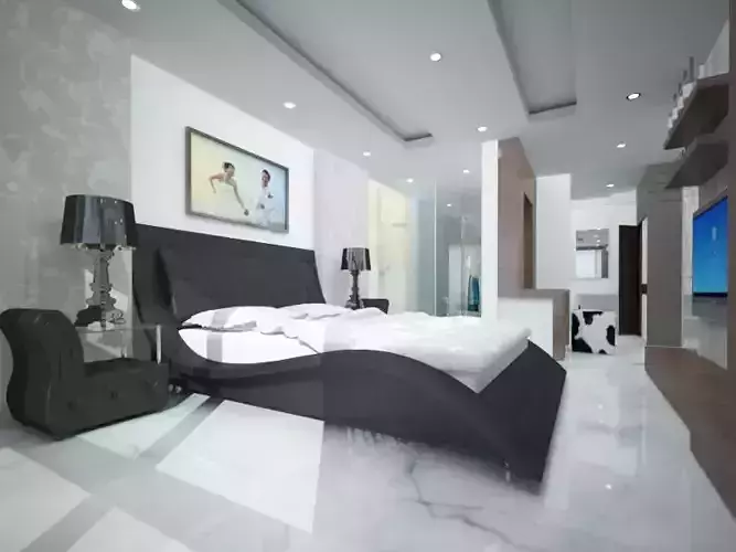 ANDORRA BLACK OR WHITE LEATHER BED 