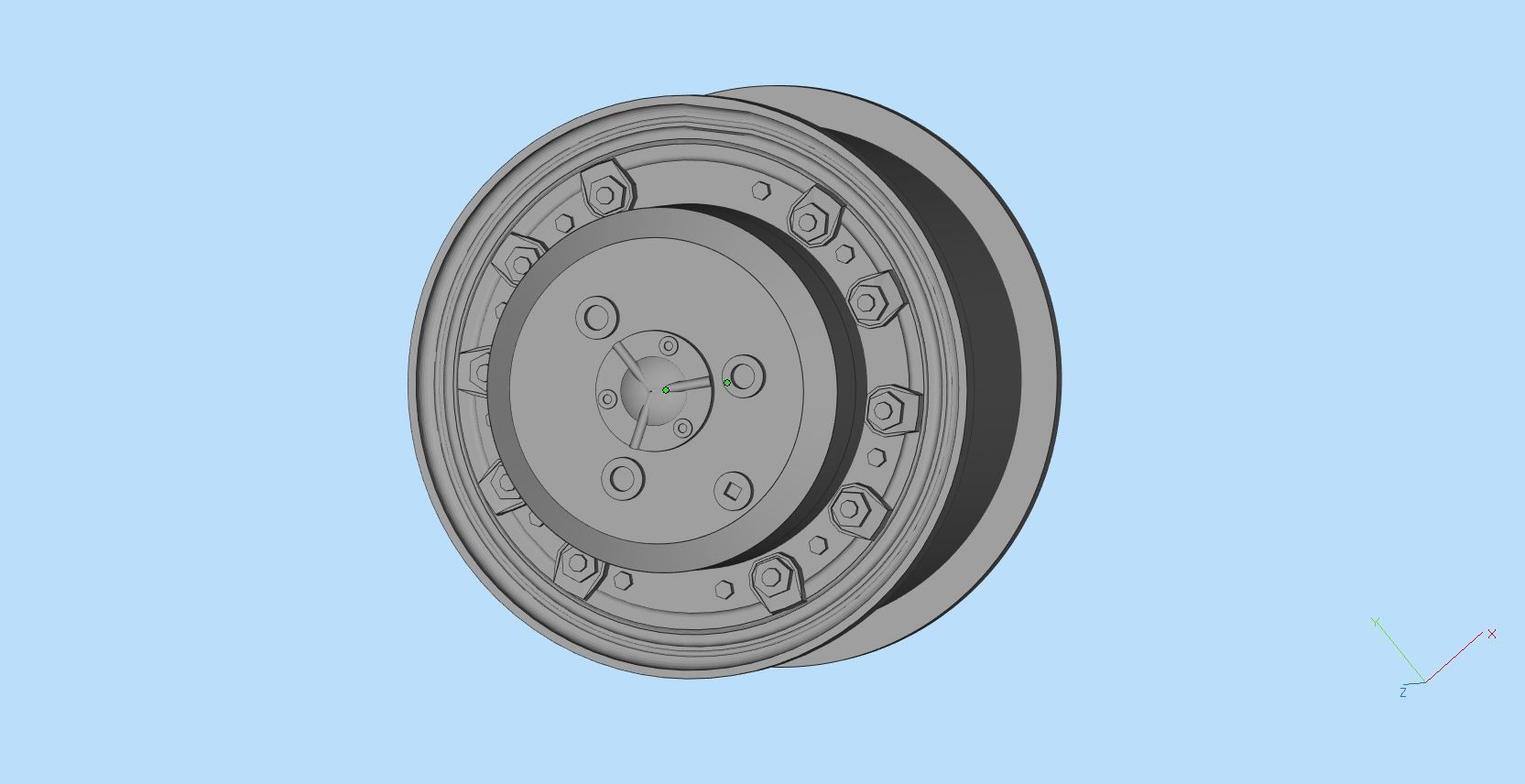 Printable 3d model rims for Soviet Truck MAZ-537 Three vers 3D print model_7