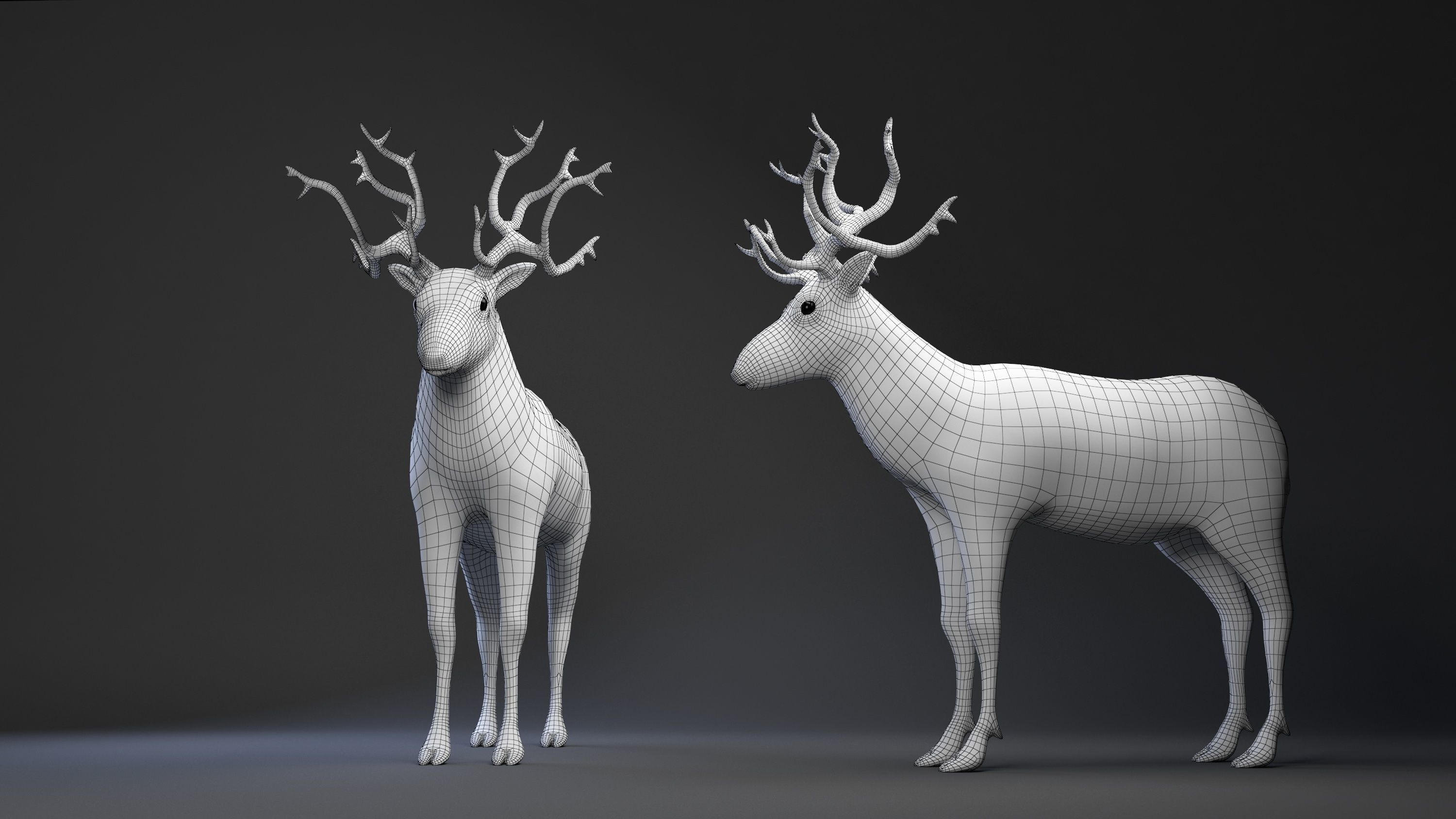 3d model  deer cartoon      - low poly  Low-poly 3D model_3