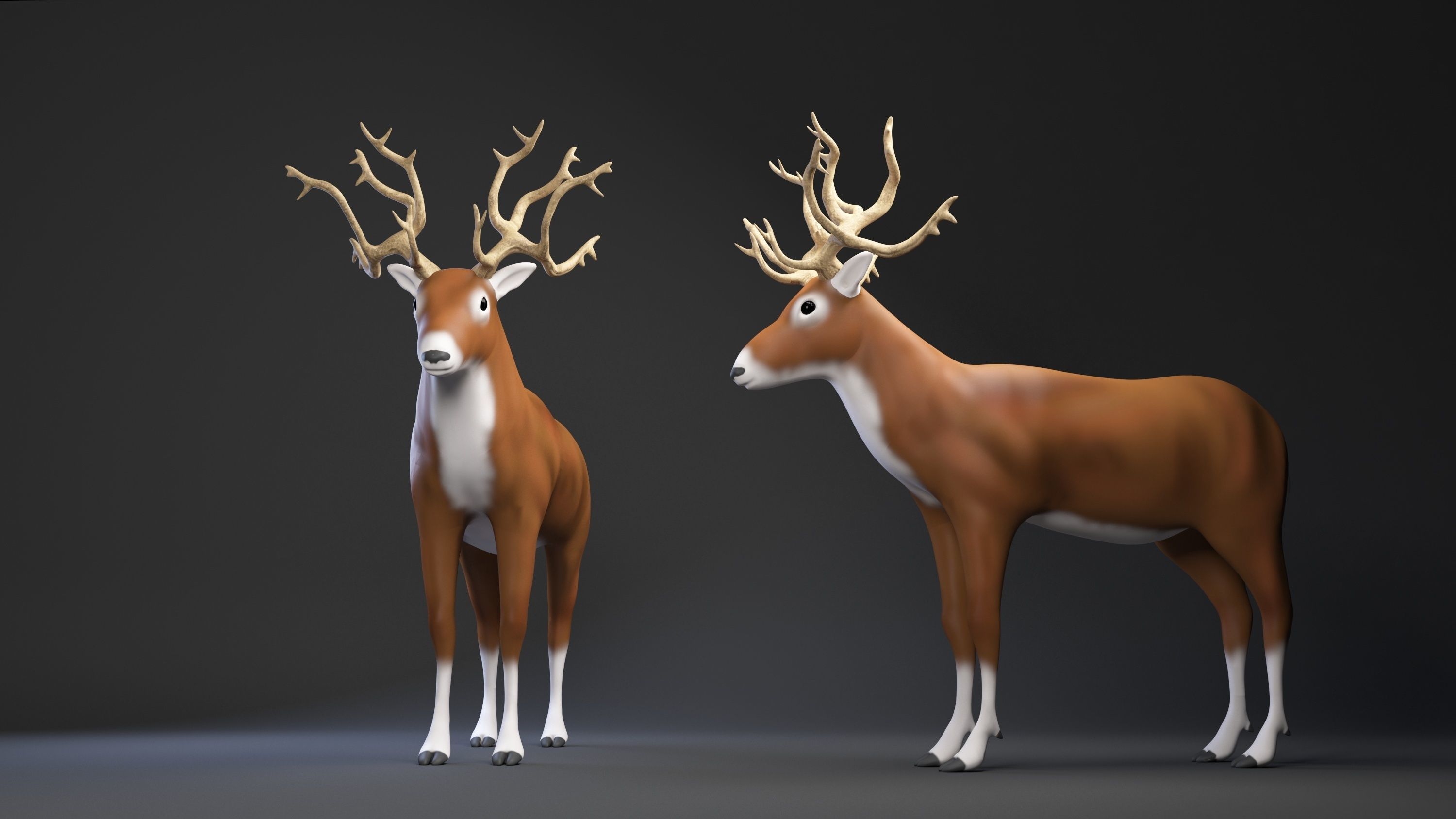 3d model  deer cartoon      - low poly  Low-poly 3D model_1