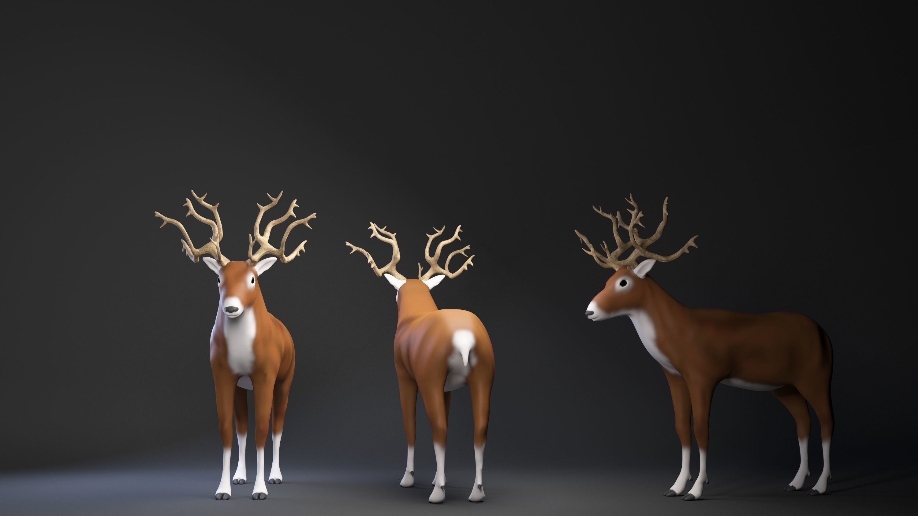 3d model  deer cartoon      - low poly  Low-poly 3D model_6