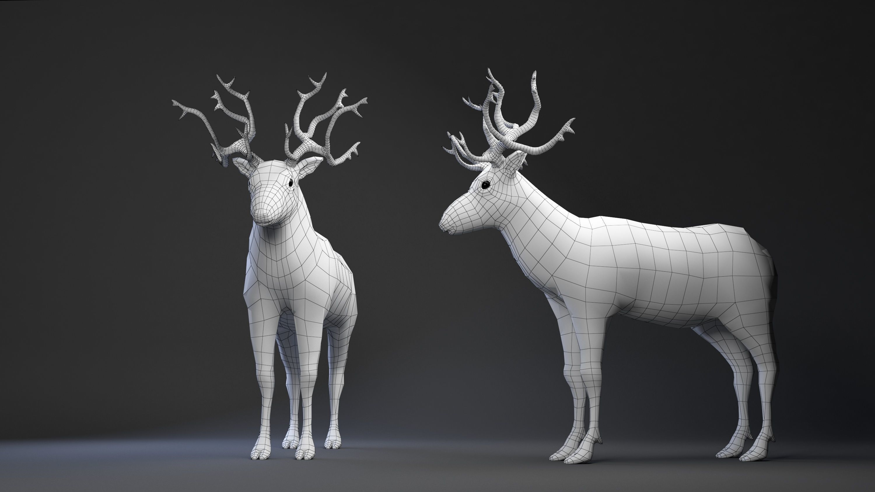 3d model  deer cartoon      - low poly  Low-poly 3D model_4