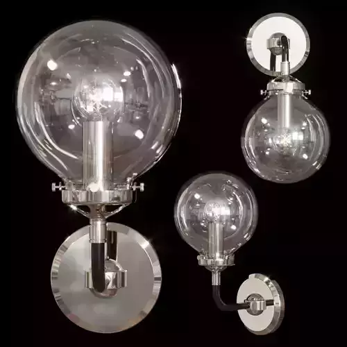 RH BISTRO GLOBE CLEAR GLASS SINGLE SCONCE Nickel and Black