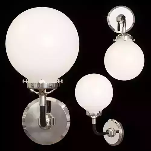 RH BISTRO GLOBE MILK GLASS SINGLE SCONCE Nickel and Black
