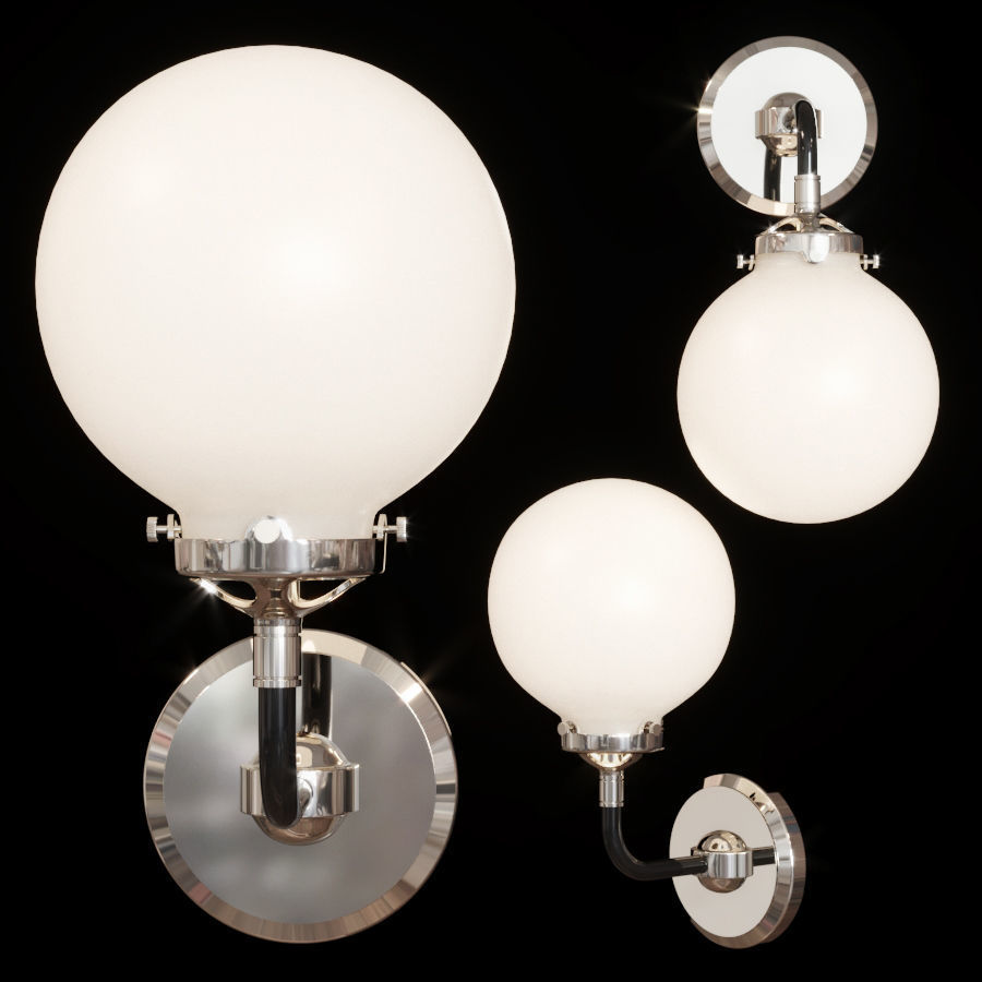 3D RH BISTRO GLOBE MILK GLASS SINGLE SCONCE Nickel and