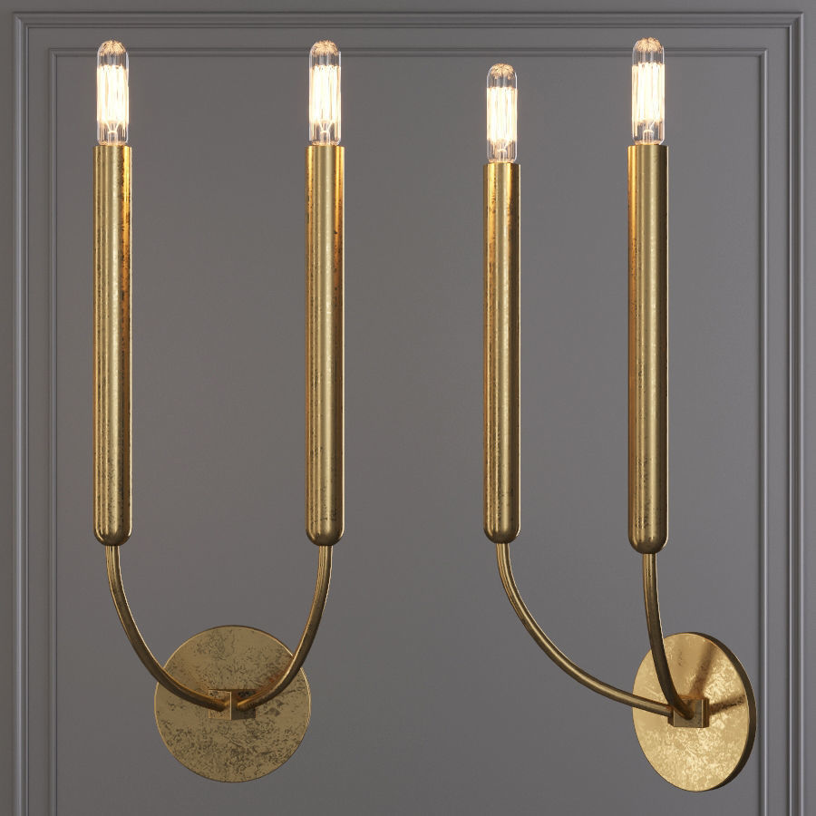 Restoration Hardware QUENOUILLES DOUBLE SCONCE Brass 3D model CGTrader