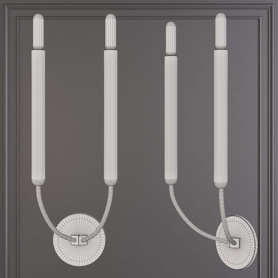 Restoration Hardware QUENOUILLES DOUBLE SCONCE Brass 3D model_1