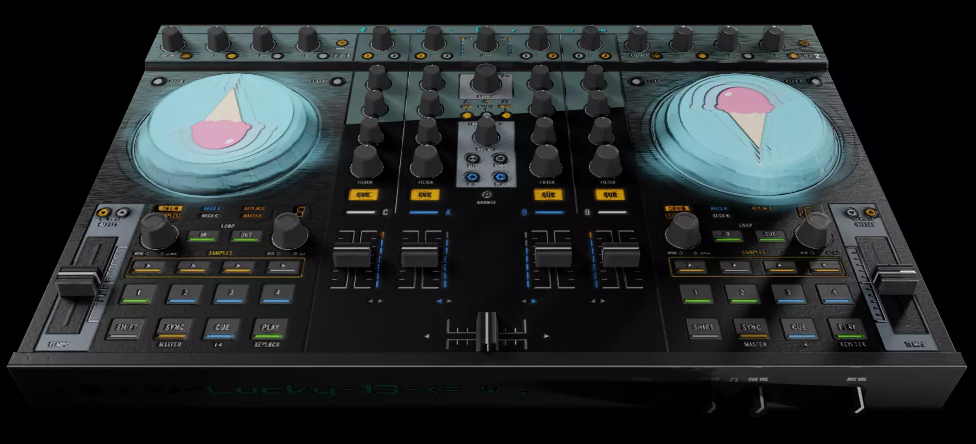 Native Instruments Traktor Kontrol --Lucky 13 CUSTOM-IC- v2 Low-poly 3D model_0