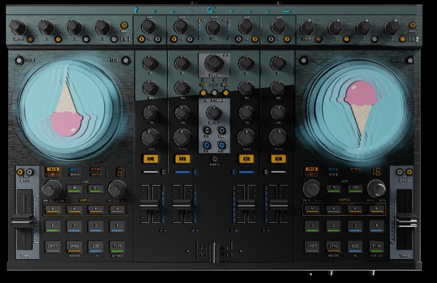 Native Instruments Traktor Kontrol --Lucky 13 CUSTOM-IC- v2 Low-poly 3D model_1
