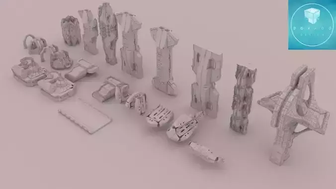 Kitbash Sci-Fi greeble buildings 