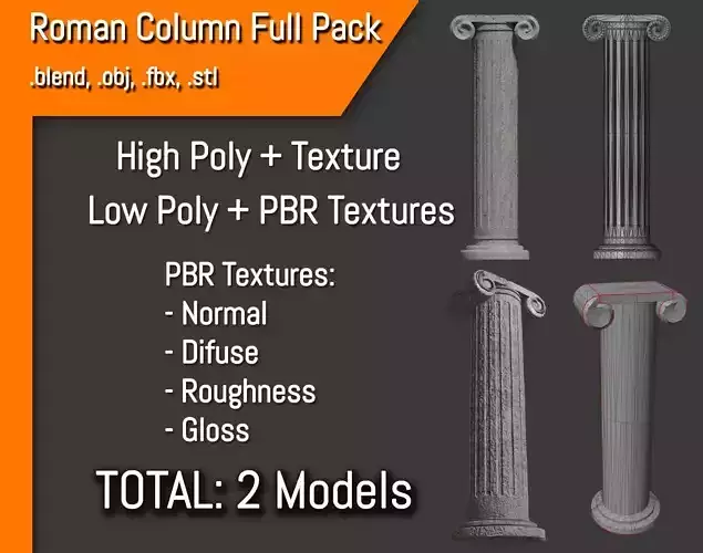 Roman Column Full Pack - Coluna Romana 3D Model Collection