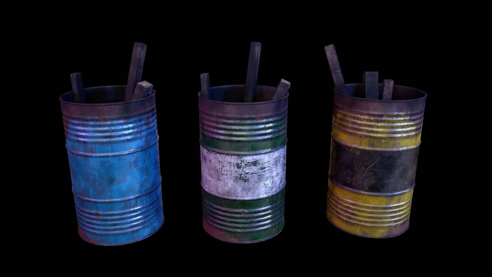 Oil barrel open Game Ready Low-poly 3D model_3