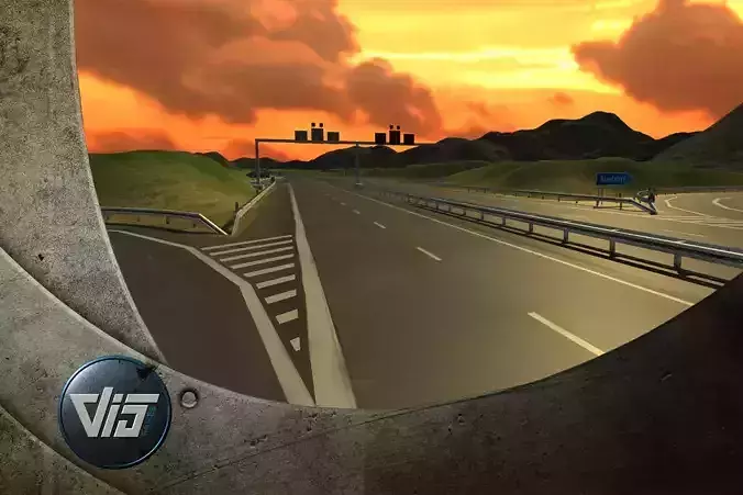 Urban Landscape - Highway Low-poly 3D model