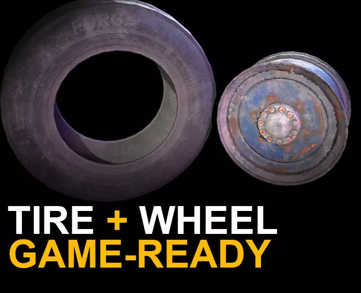 Tire and Wheel Game Ready Low-poly 3D model_0