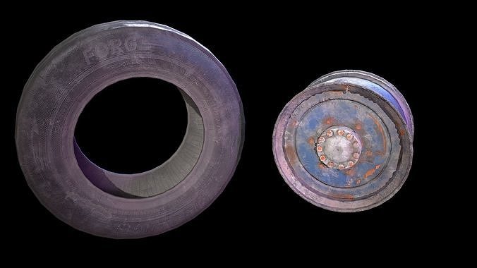 Tire and Wheel Game Ready Low-poly 3D model 2