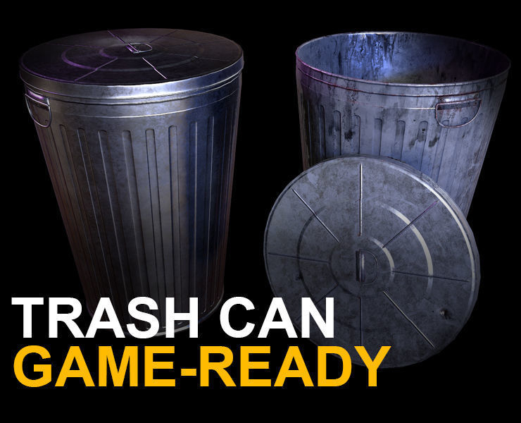 3D model Trash can Game Ready VR / AR / lowpoly CGTrader
