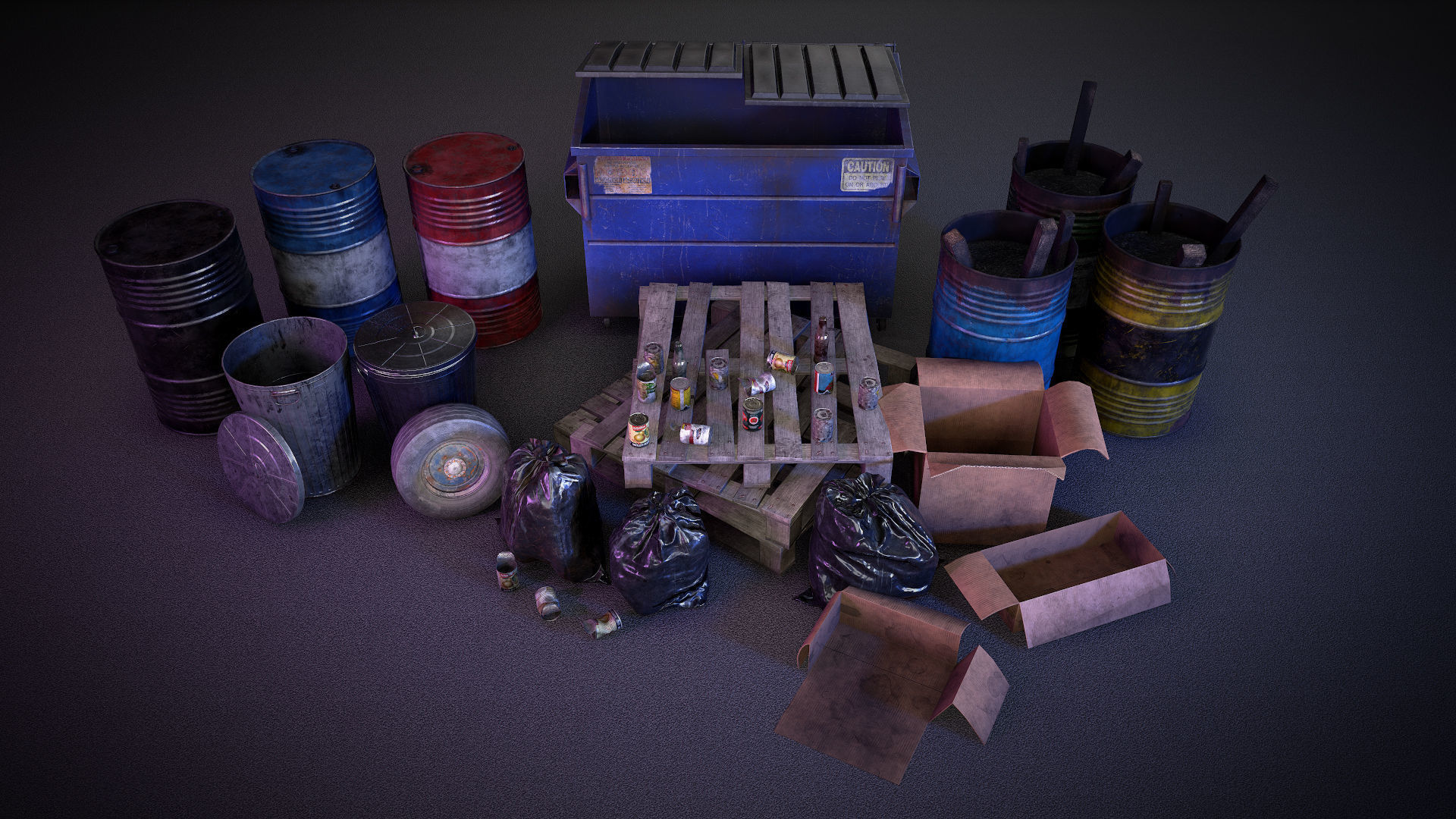 Street asset pack Game Ready Low-poly 3D model_3