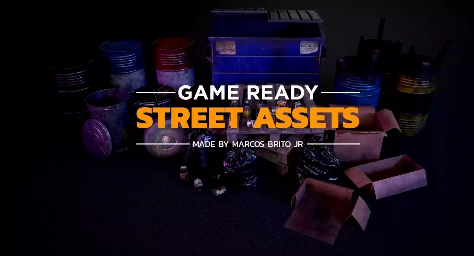 Street asset pack Game Ready Low-poly 3D model_0