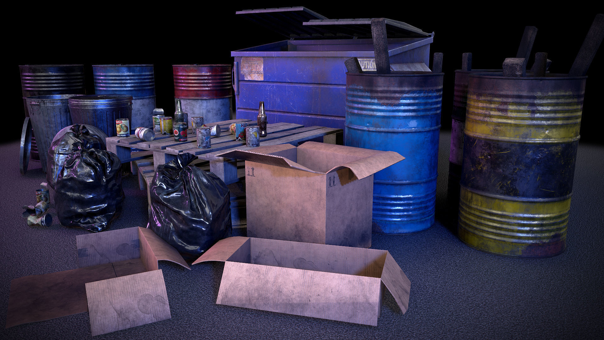 Street asset pack Game Ready Low-poly 3D model_4