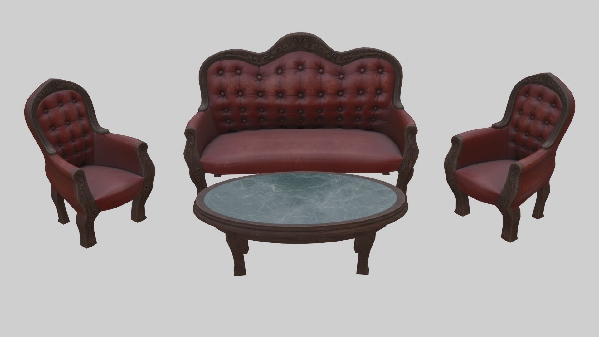 Vintage Victorian Living Room Pack With PBR Materials Low-poly 3D model_14